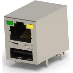 Socket, RJ45, 4 pole, 8P8C, Cat 3, solder connection, through hole, 1-1909119-4