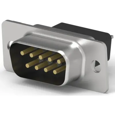 D-Sub plug, 9 pole, standard, equipped, straight, solder pin, 205733-1 - 1