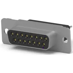 D-Sub socket, 15 pole, standard, equipped, straight, solder pin, 5205736-7