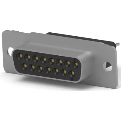 D-Sub socket, 15 pole, standard, equipped, straight, solder pin, 5205736-7 - 1