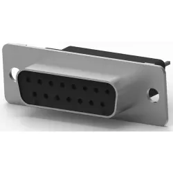 D-Sub socket, 15 pole, high density, equipped, straight, solder pin, 5745185-7