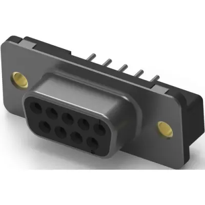 D-Sub socket, 9 pole, standard, equipped, straight, solder pin, 5747150-8 - 1