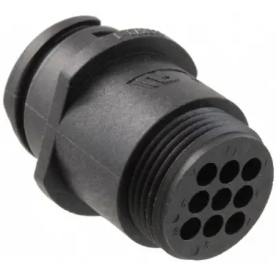 Socket housing, 9 pole, crimp connection, screw locking, straight, 183079-1 - 1