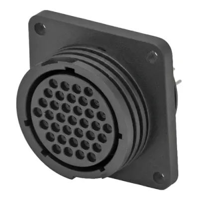 Panel socket, 37 pole, solder connection, straight, 2-208224-2 - 1