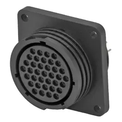 Panel socket, 37 pole, solder connection, straight, 2-208224-2