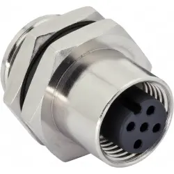 Panel socket, 8 pole, solder cup, screw locking, straight, 1838892-4