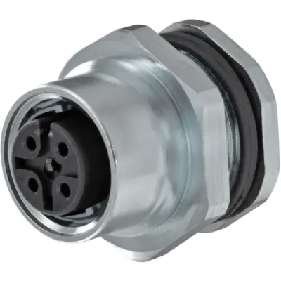 Panel socket, 12 pole, solder connection, screw locking, straight, 6-2271143-2 - 1