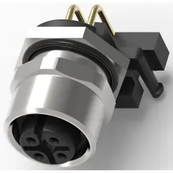 Socket, 5 pole, solder connection, screw locking, angled, 4-2172072-2
