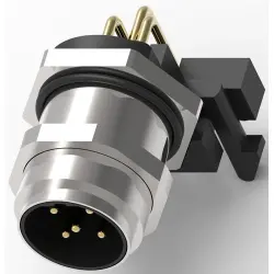 Plug, 5 pole, solder connection, screw locking, angled, 4-2172063-2