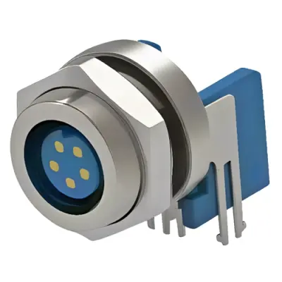 Socket, 5 pole, solder connection, screw locking, angled, 6-1437719-0 - 1