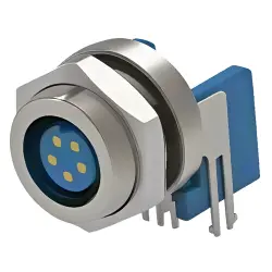 Socket, 5 pole, solder connection, screw locking, angled, 6-1437719-0