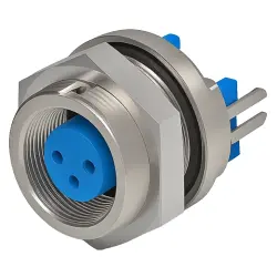 Socket, 3 pole, solder connection, screw locking, straight, 6-1437719-6