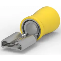 Insulated flat plug sleeve, 6.35 x 0.81 mm, 4.0 to 6.0 mm², AWG 11 to 10, brass, tin-plated, yellow, 160314-2