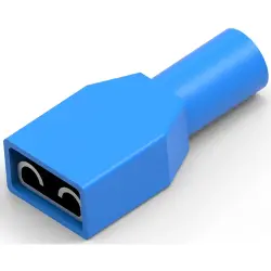 Insulated flat plug sleeve, 6.35 x 0.81 mm, 3.0 mm², AWG 12, brass, tin-plated, blue, 735160