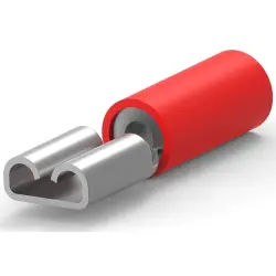 Insulated flat plug sleeve, 4.8 x 0.8 mm, 0.3 to 1.5 mm², AWG 22 to 16, brass, tin-plated, red, 9-160483-1