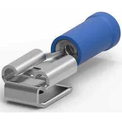 Insulated flat plug sleeve, 6.35 x 0.81 mm, 1.0 to 2.5 mm², AWG 17 to 13, brass, tin-plated, blue, 9-160463-2