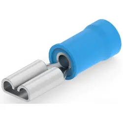 Insulated flat plug sleeve, 5.00 x 0.8 mm, 1.3 to 2.0 mm², AWG 16 to 13.5, brass, tin-plated, blue, 140802-2