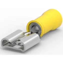 Insulated flat plug sleeve, 6.35 x 0.81 mm, 2.62 to 6.64 mm², AWG 12 to 10, brass, tin-plated, yellow, 640907-1