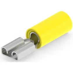 Insulated flat plug sleeve, 6.35 x 0.81 mm, 2.62 to 6.64 mm², AWG 12 to 10, brass, tin-plated, yellow, 8-640907-1