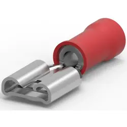 Insulated flat plug sleeve, 5.21 x 0.81 mm, 0.26 to 0.96 mm², AWG 22 to 18, brass, tin-plated, red, 640911-1