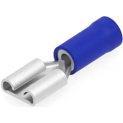 Insulated flat plug sleeve, 6.35 x 0.81 mm, 1.04 to 2.62 mm², AWG 16 to 14, brass, tin-plated, blue, 640904-1