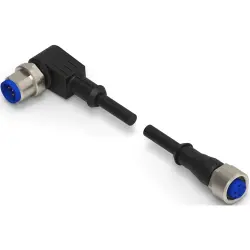 Sensor actuator cable, M12-cable plug, angled to M12-cable socket, straight, 4 pole, 1.5 m, PUR, black, 4 A, 2273121-4