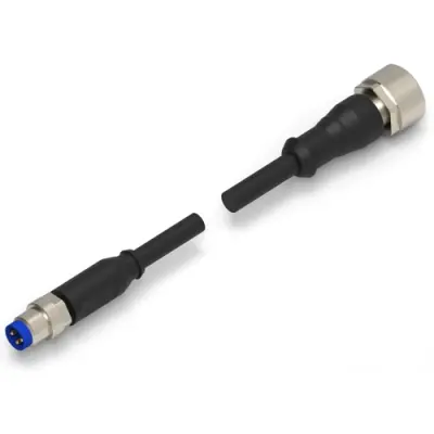 Sensor actuator cable, M8-cable plug, straight to M12-cable socket, straight, 3 pole, 1.5 m, PVC, black, 4 A, 1-2273108-4 - 1