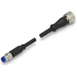 Sensor actuator cable, M8-cable plug, straight to M12-cable socket, straight, 3 pole, 1.5 m, PVC, black, 4 A, 1-2273108-4