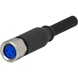 Sensor actuator cable, M8-cable socket, straight to open end, 4 pole, 1.5 m, PUR, black, 4 A, 2273007-1