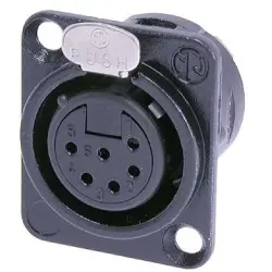 XLR panel socket, 6 pole, gold-plated, 1.0 mm², AWG 18, zinc die casting, NC6FD-L-B-1