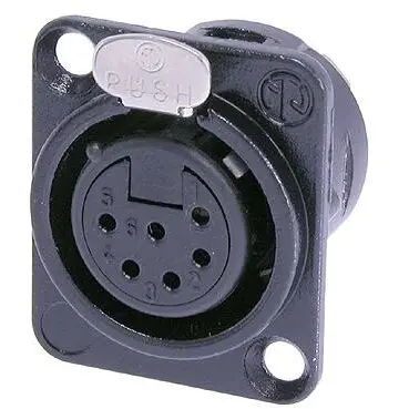 XLR panel socket, 6 pole, silver-plated, 1.0 mm², AWG 18, zinc die casting, NC6FD-L-BAG-1 - 1