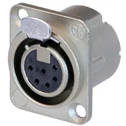 XLR panel socket, 6 pole, silver-plated, 1.0 mm², AWG 18, zinc die casting, NC6FD-LX