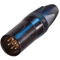 XLR plug, 6 pole, gold-plated, 1.0 mm², AWG 18, zinc die casting, NC6MXX-B