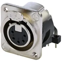 XLR panel socket, 5 pole, silver-plated, zinc die casting, NC5FDM3-H-1