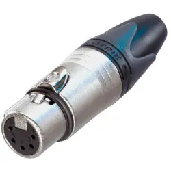 XLR jack, 5 pole, silver-plated, 1.0 mm², AWG 18, zinc die casting, NC5FXX