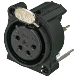 XLR panel socket, 4 pole, gold-plated, polyamide, NC4FAV