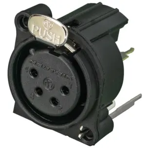 XLR panel socket, 4 pole, gold-plated, polyamide, NC4FAV - 1
