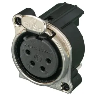 XLR panel socket, 4 pole, gold-plated, NC4FBH - 1