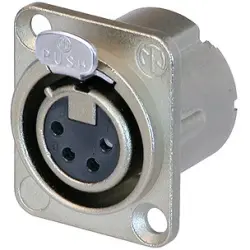 XLR panel socket, 4 pole, silver-plated, 1.5 mm², AWG 16, zinc die casting, NC4FD-LX
