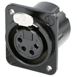 XLR panel socket, 4 pole, silver-plated, 1.5 mm², AWG 16, zinc die casting, NC4FD-LX-M3-BAG