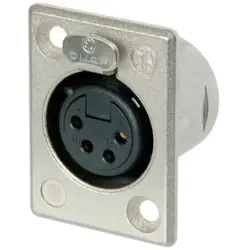 XLR panel socket, 4 pole, silver-plated, 1.5 mm², AWG 16, zinc die casting, NC4FP-1