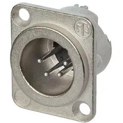 XLR panel plug, 4 pole, silver-plated, 1.5 mm², AWG 16, zinc die casting, NC4MD-LX
