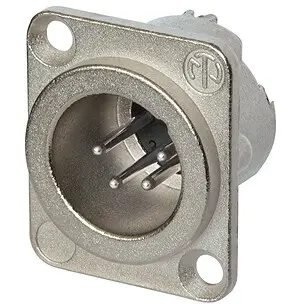 XLR panel plug, 4 pole, silver-plated, 1.5 mm², AWG 16, zinc die casting, NC4MD-LX - 1