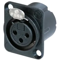 XLR panel socket, 3 pole, silver-plated, 0.22-0.34 mm², AWG 24-22, zinc die casting, NC3FD-LX-HA-BAG