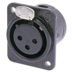 XLR panel socket, 3 pole, gold-plated, 2.5 mm², AWG 14, zinc die casting, NC3FDM3-L-B-1