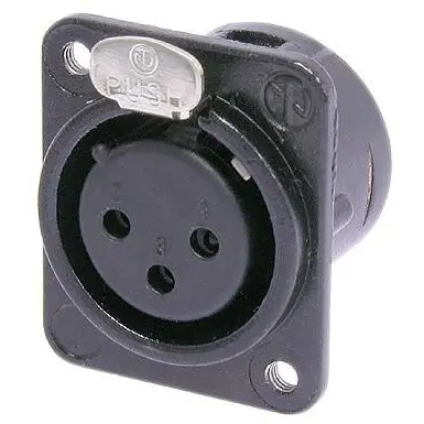 XLR panel socket, 3 pole, gold-plated, 2.5 mm², AWG 14, zinc die casting, NC3FDM3-L-B-1 - 1