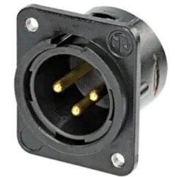 XLR panel plug, 3 pole, gold-plated, zinc die casting, NC3MDM3-L-B-1