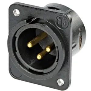 XLR panel plug, 3 pole, gold-plated, zinc die casting, NC3MDM3-L-B-1 - 1