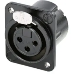 XLR panel socket, 3 pole, silver-plated, 2.5 mm², AWG 14, zinc die casting, NC3FD-LX-M3-BAG