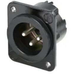 XLR panel plug, 3 pole, silver-plated, 2.5 mm², AWG 14, zinc die casting, NC3MD-LX-M3-BAG